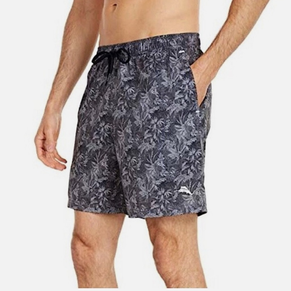 Tommy Bahama Naples Jungle Shade Black and Gray Swim Trunks, size xl